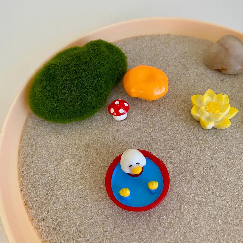 Mini Zen Garden Kit with Cute Duck and Mushroom Accessories, Cottagecore - Picture 4 of 5